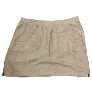 Hatley Pullon Tan Tie Up Skirt Linen Cotton Mix Elastic Waist Size XL